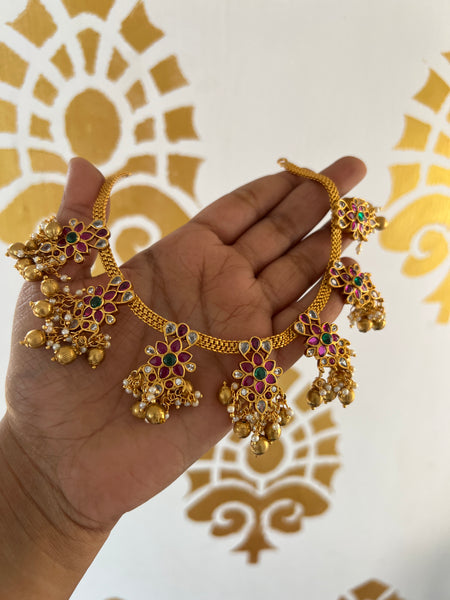 Kemp floral drops necklace with earring