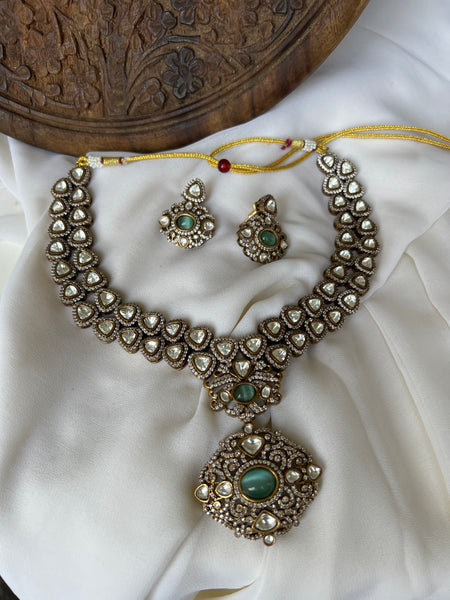 Victorian Regal polka bridal haram with earrings