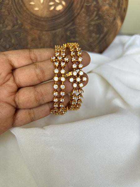 AD stone flower bangles set of 2
