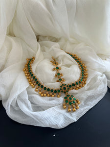 Emerald gold drops head piece