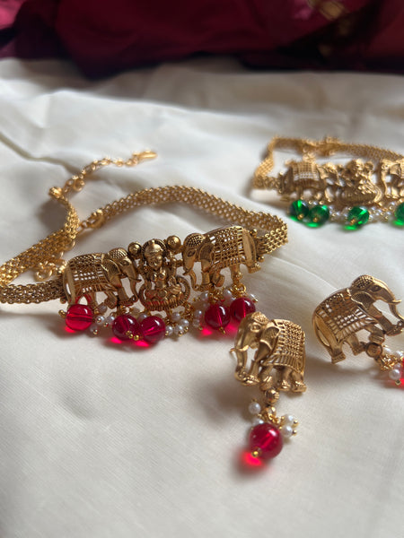 Gajalakshmi choker with studs