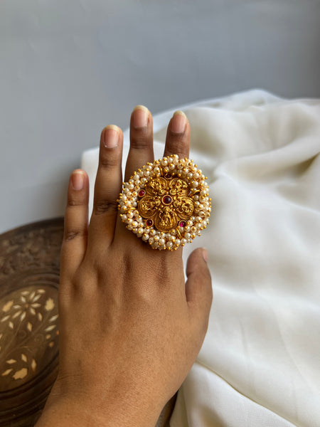 Jumbo cluster Pearl Lakshmi ring