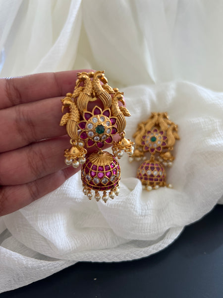 Premium kemp peacock jhumkas