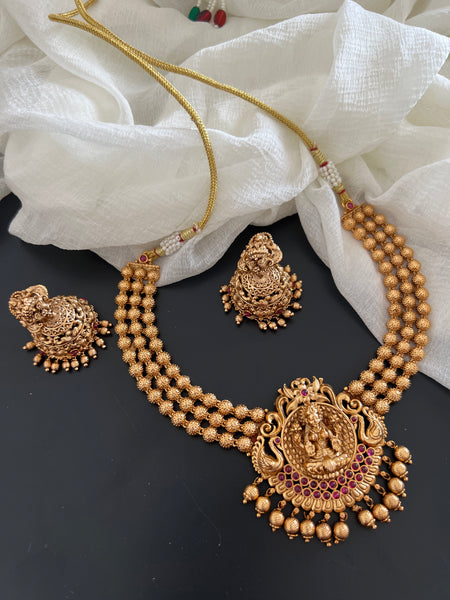 Kemp matte Lakshmi necklace with Jhumkas B