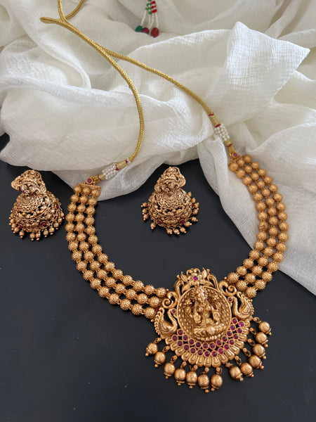Kemp matte Lakshmi necklace with Jhumkas B