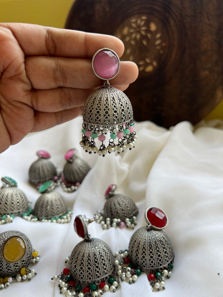 Candy stone cut work jhumkas