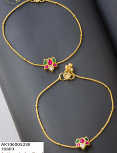 Kundan lotus anklets