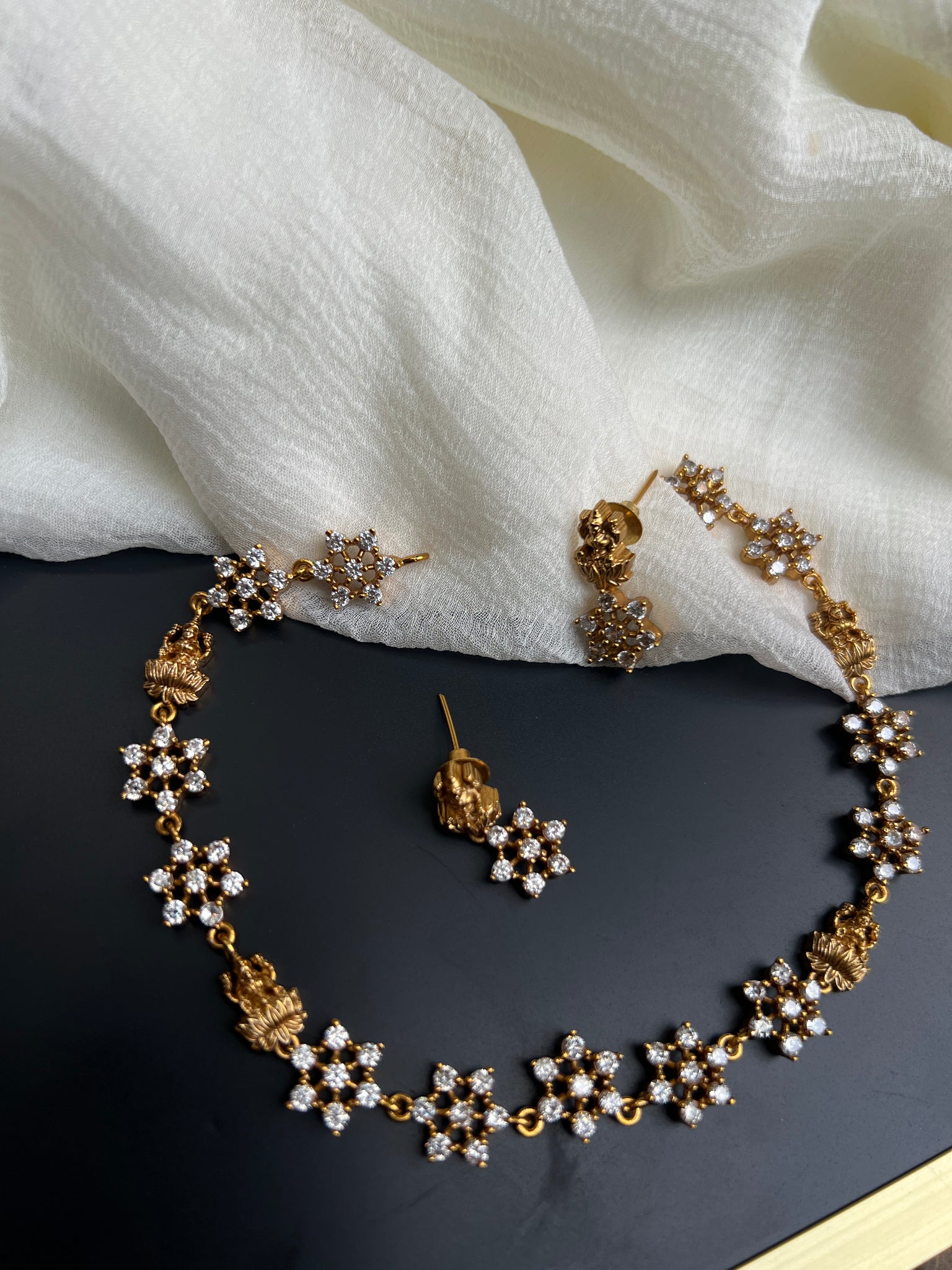AD stone Lakshmi kid friendly necklace with studs