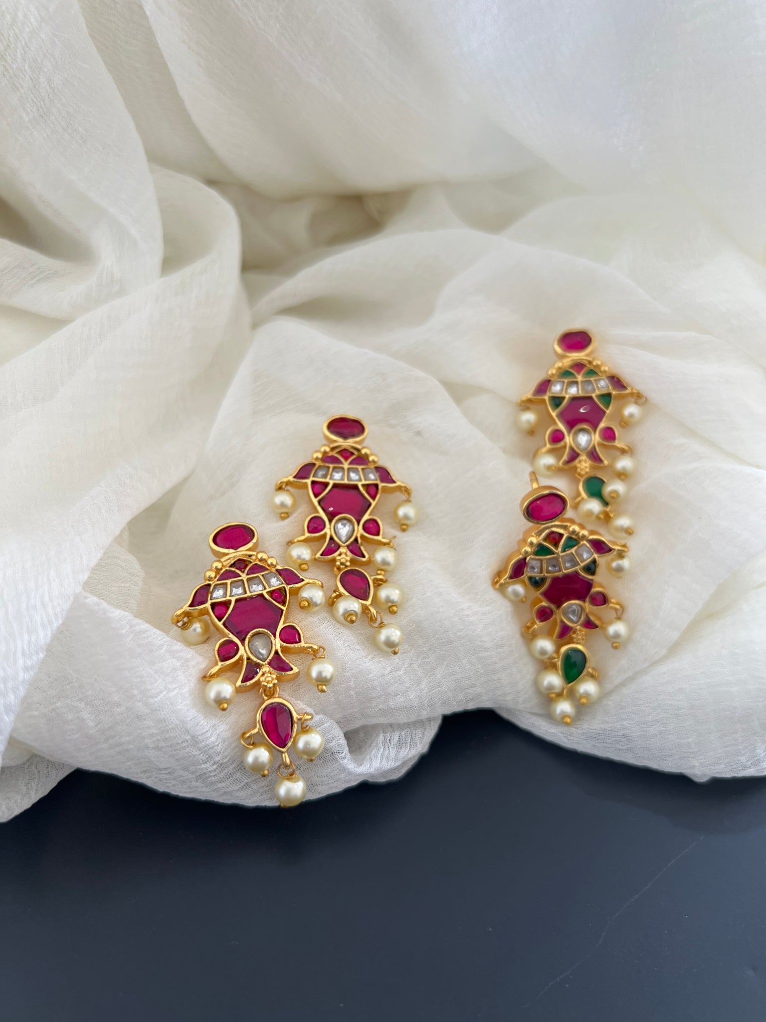 Madhubani Kundan hook studs