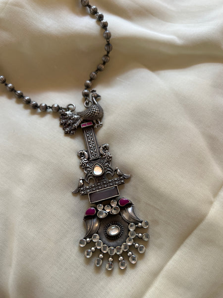 Antique peacock ling pendant maala