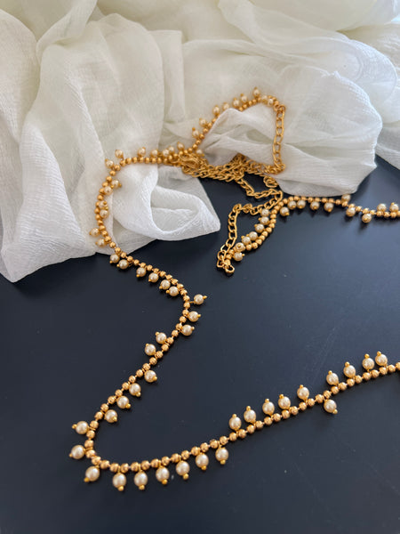Pearl gold bead hip chain