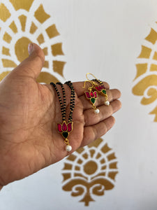 Kundan lotus mangalsutra with studs