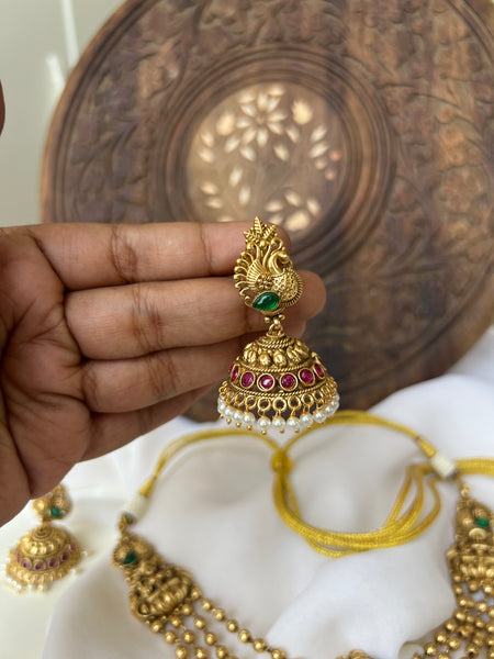 Lakshmi layered short necklace with jhumkas