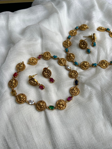 Nagas peacock stone necklace with studs