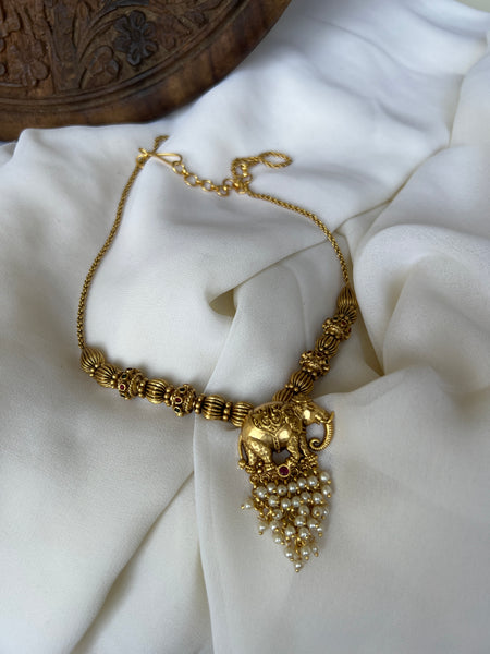 Elephant cluster bead antique necklace