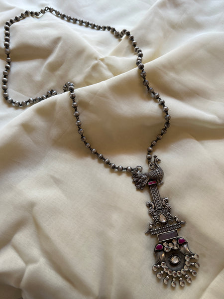 Antique peacock ling pendant maala