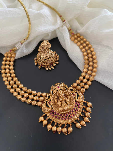 Kemp matte Lakshmi necklace with Jhumkas B