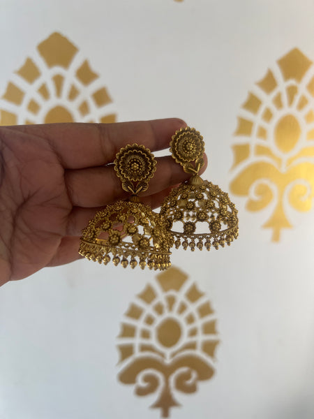 Jumbo cut work jhumkas