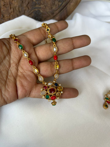 Navarathna flower attigai with earrings