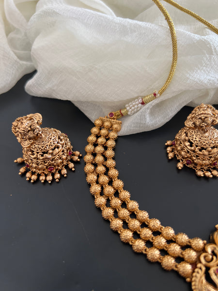 Kemp matte Lakshmi necklace with Jhumkas B