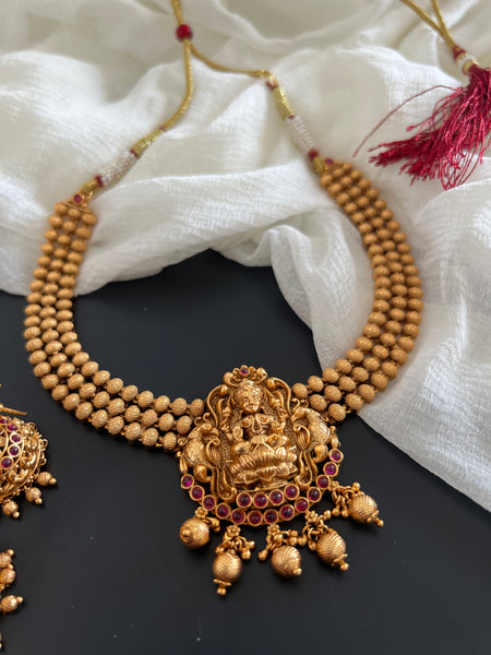 Kemp matte Lakshmi necklace with Jhumkas A