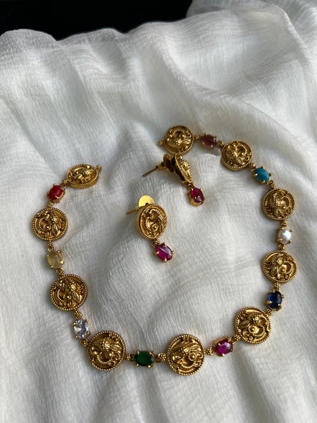 Nagas peacock stone necklace with studs