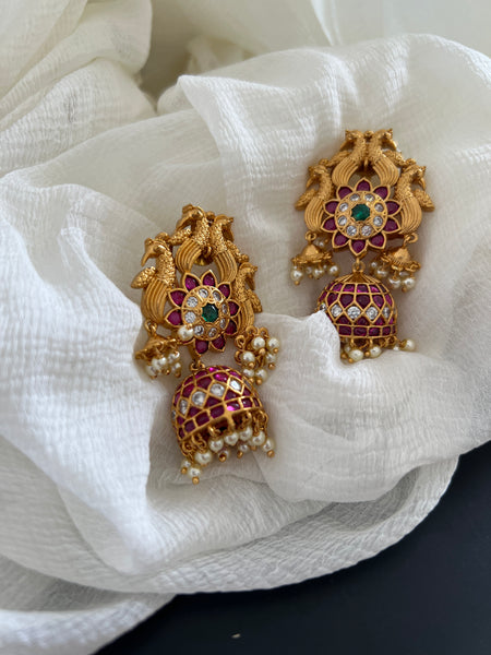 Premium kemp peacock jhumkas