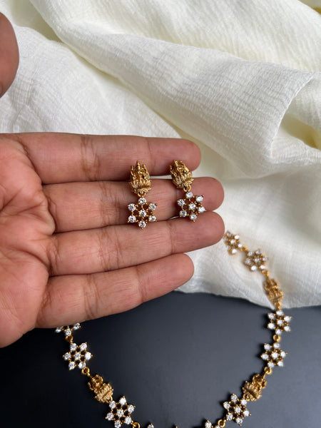 AD stone Lakshmi kid friendly necklace with studs
