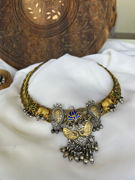 Reconstructed Kundan lotus hasli with Jhumkas