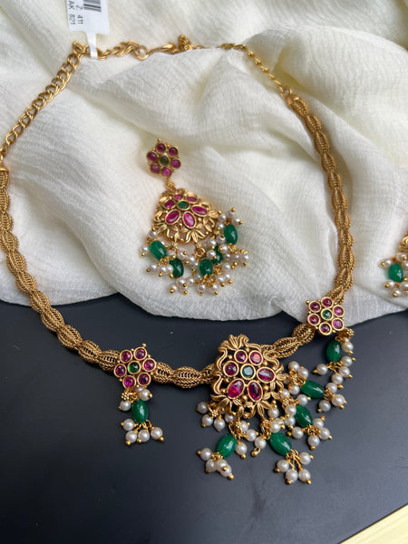 Kemp floral designer necklace with earrings