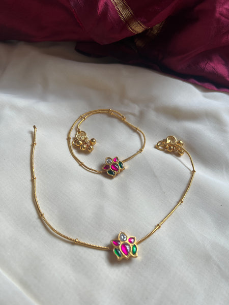 Kundan lotus anklets