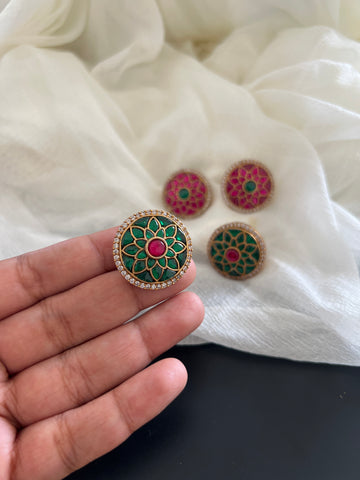 Kundan flower jumbo studs