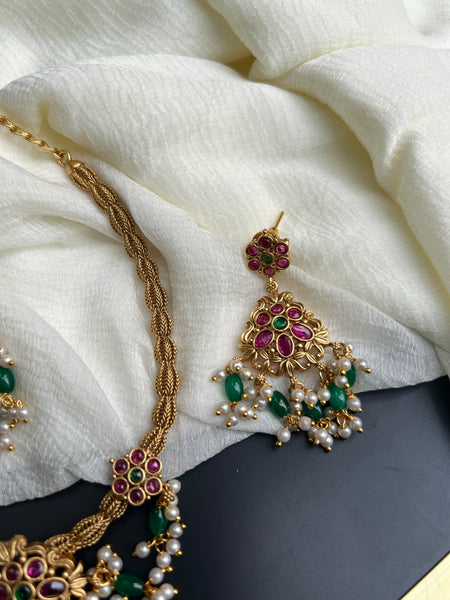 Kemp floral designer necklace with earrings