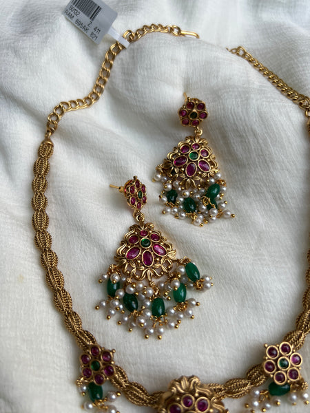 Kemp floral designer necklace with earrings