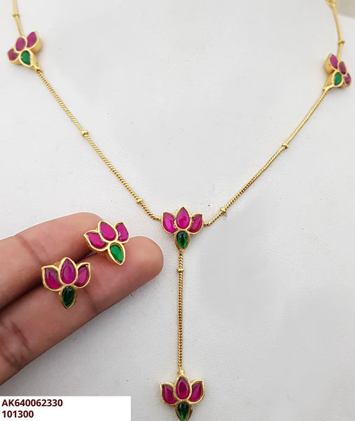 Kundan lotus maala with studs
