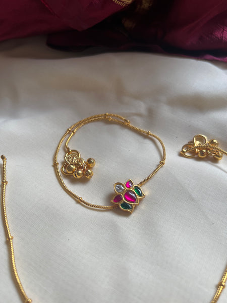 Kundan lotus anklets