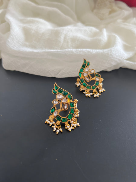 Emerald peacock studs