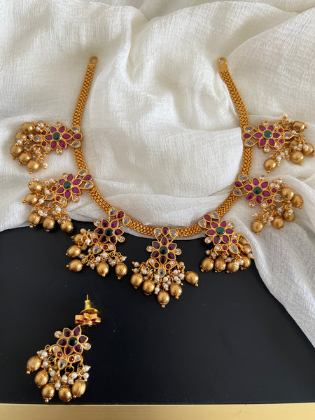 Kemp floral drops necklace with earring