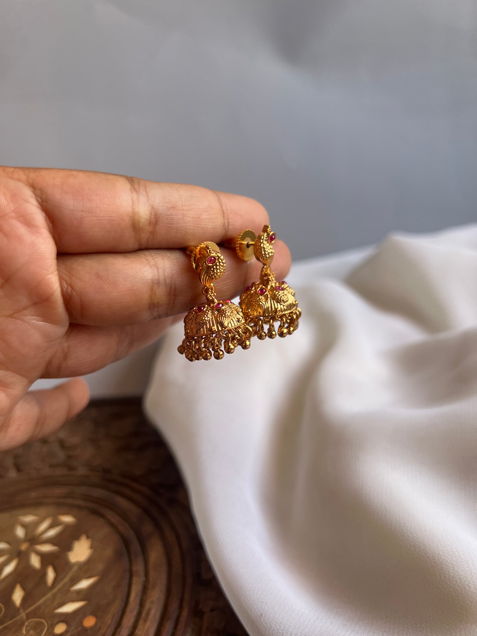 Mini kemp peacock Jhumkas House of Jhumkas