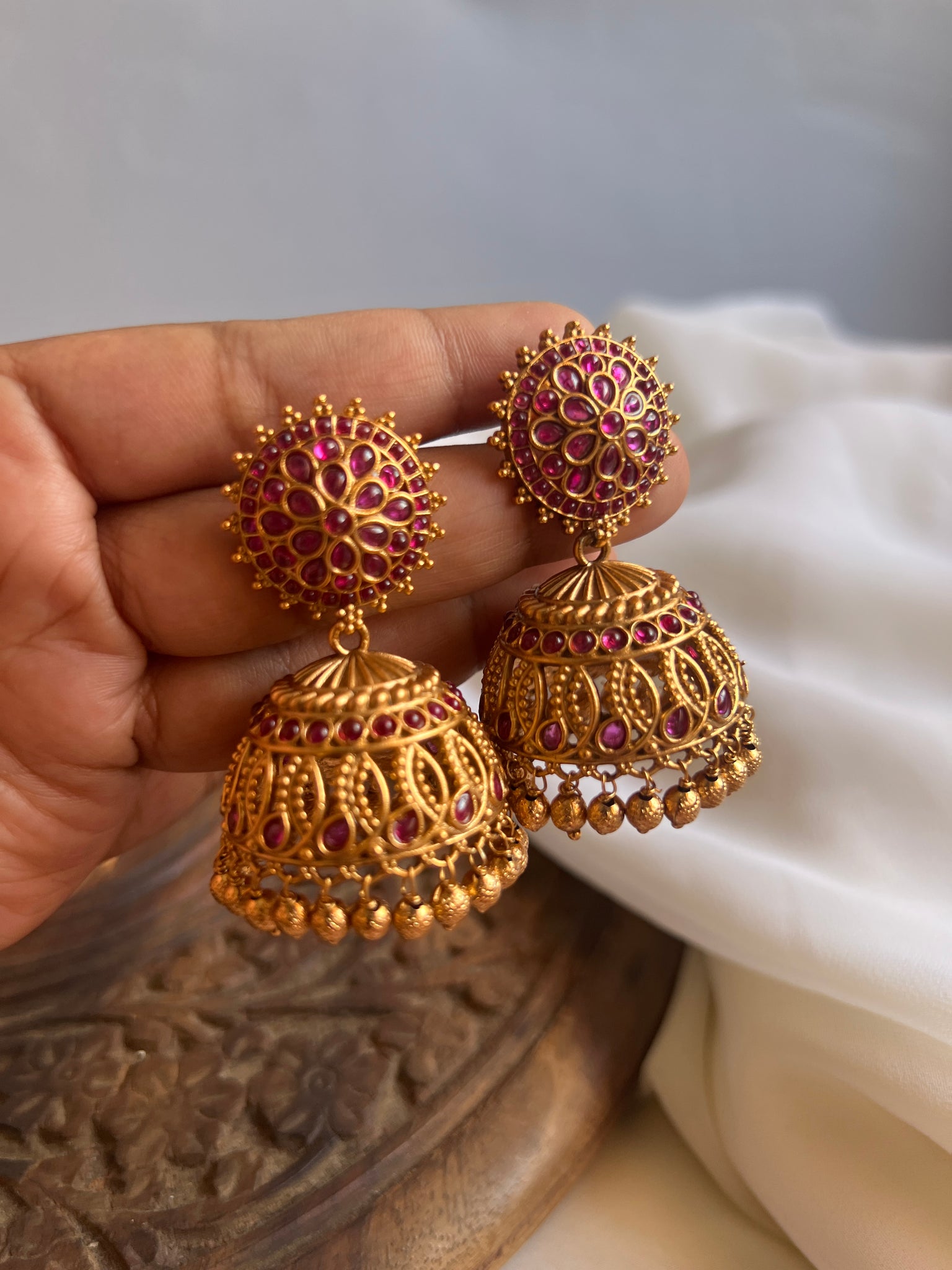 Kemp chakra bridal jhumkas