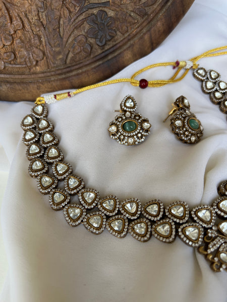 Victorian Regal polka bridal haram with earrings