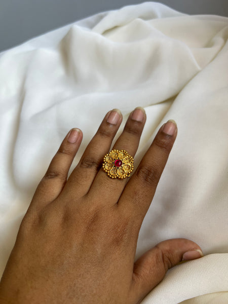 Ruby flower ring