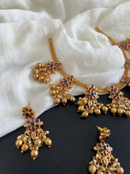 Kemp floral drops necklace with earring