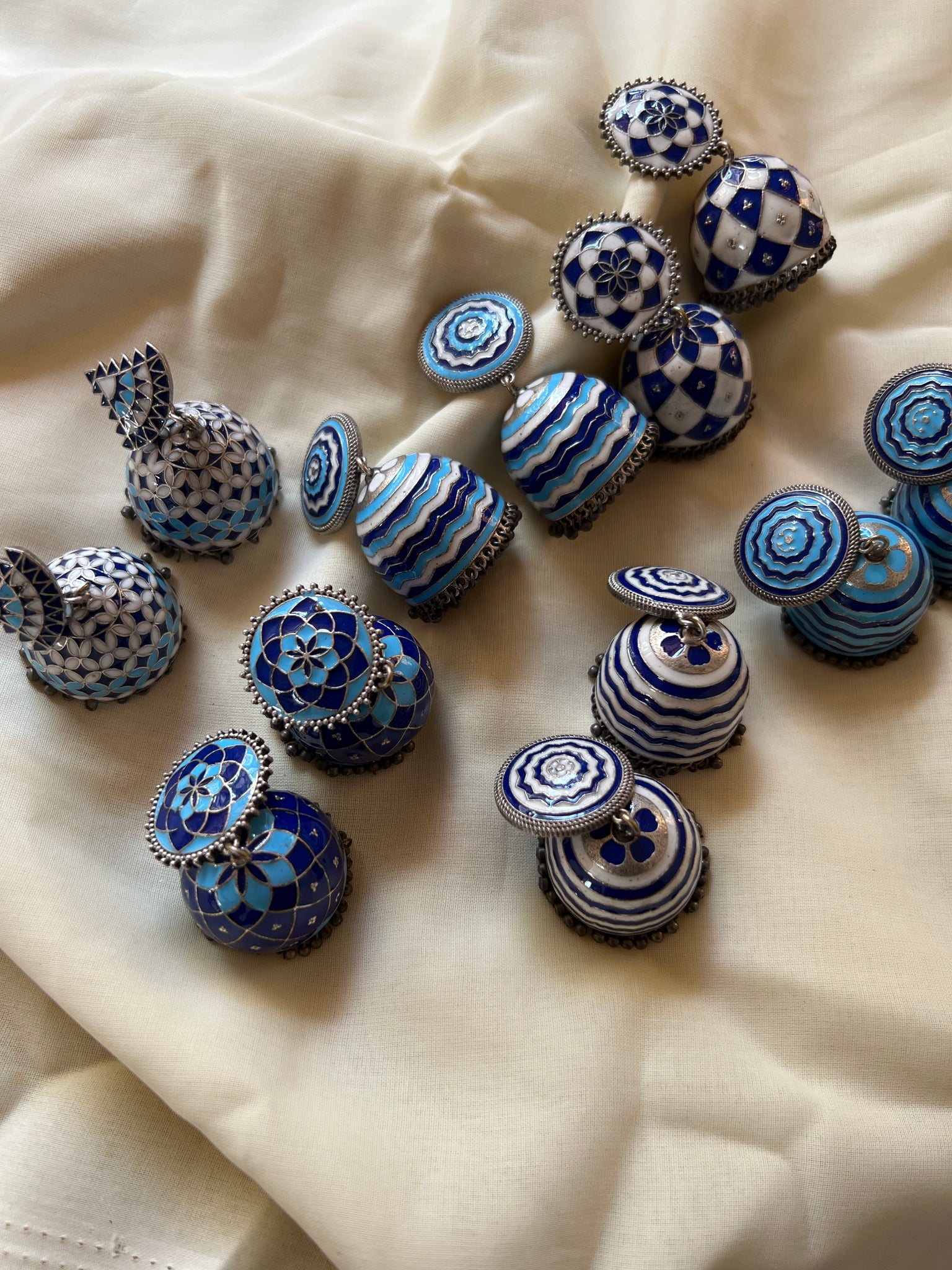 Amrapali inspired blue pottery jhumkas