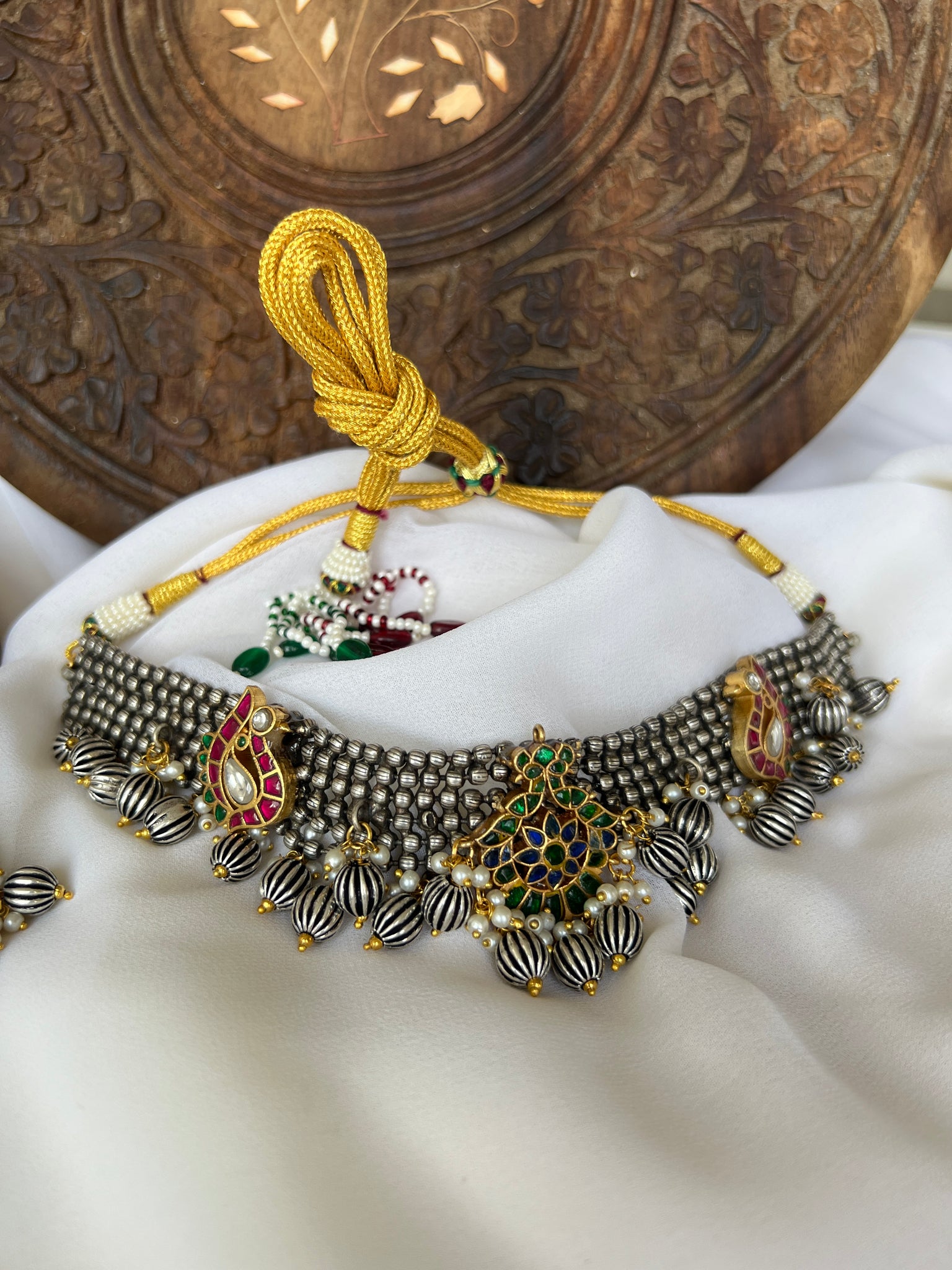 Reconstructed Kundan choker with Jhumkas