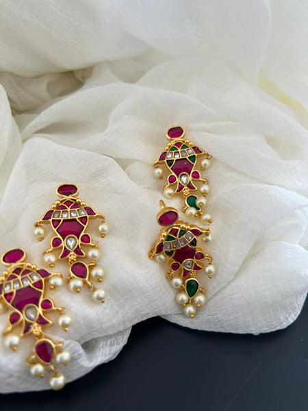 Madhubani Kundan hook studs