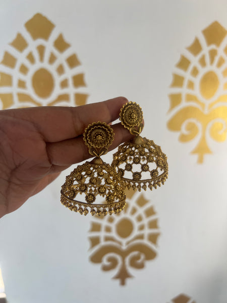 Jumbo cut work jhumkas