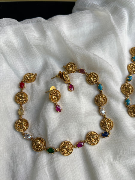 Nagas peacock stone necklace with studs