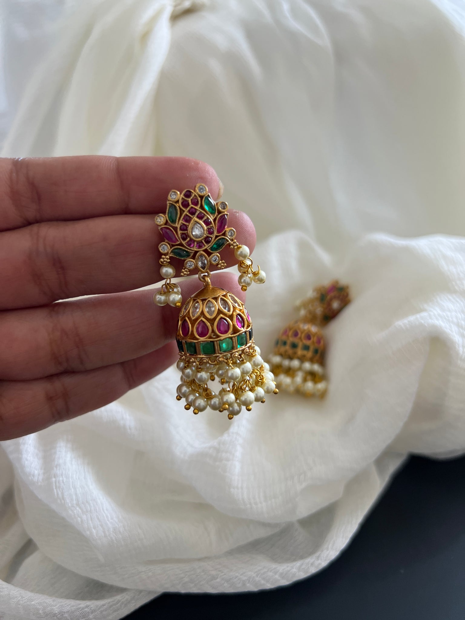 Kemp lotus jhumkas