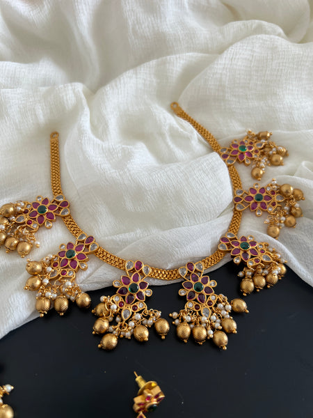 Kemp floral drops necklace with earring